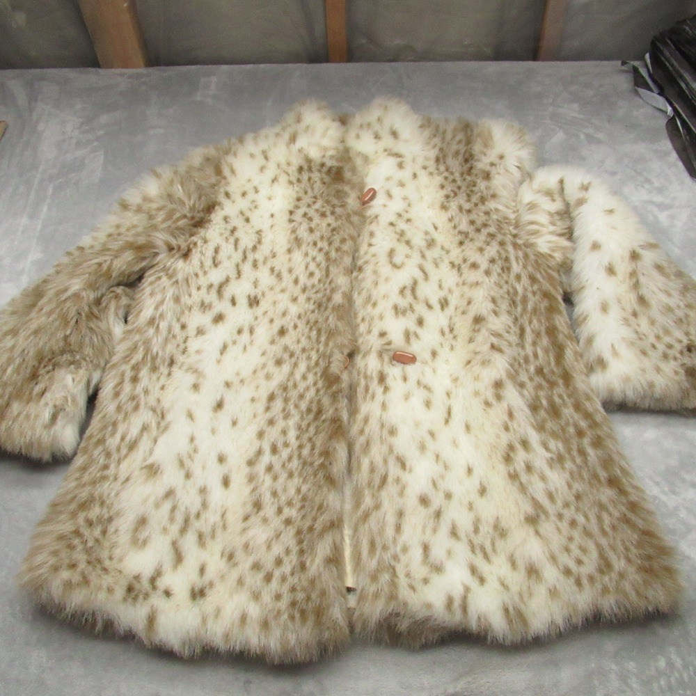 Jacques Saint Laurent Coat Women Large? Faux Fur Animal Stroller Genelle VTG 70s